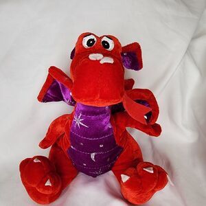 Plush Dragon Red Purple Silver stars 9" Stuffed Animal Sureshot Redemption